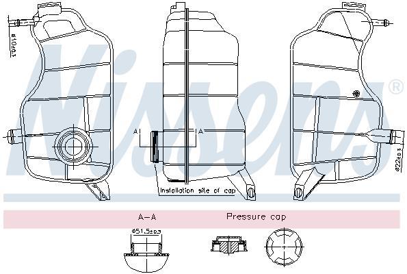 Vase d'expansion, liquide de refroidissement (Réservoir liquide de refroidissement) NISSENS ref. 996329