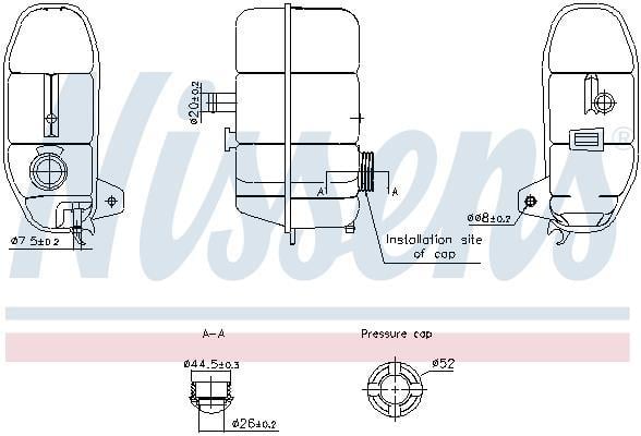 Vase d'expansion, liquide de refroidissement (Réservoir liquide de refroidissement) NISSENS ref. 996332