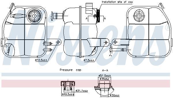 Vase d'expansion, liquide de refroidissement (Réservoir liquide de refroidissement) NISSENS ref. 996336