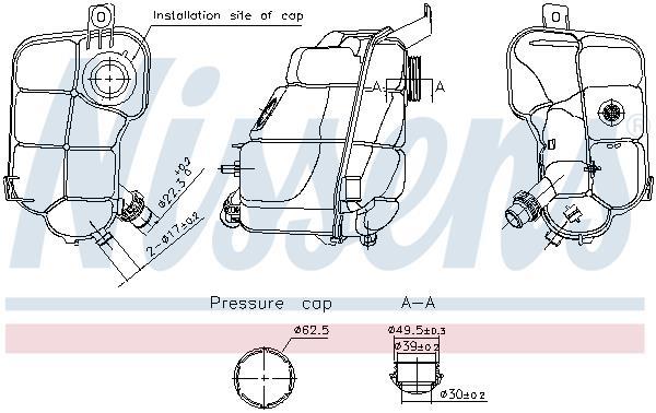 Vase d'expansion, liquide de refroidissement (Réservoir liquide de refroidissement) NISSENS ref. 996337