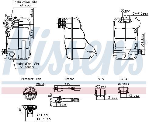 Vase d'expansion, liquide de refroidissement (Réservoir liquide de refroidissement) NISSENS ref. 996344
