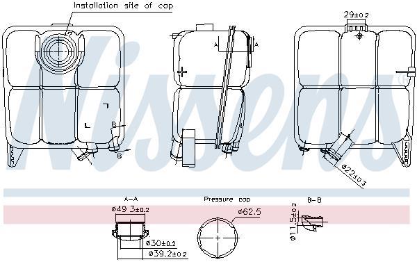 Vase d'expansion, liquide de refroidissement (Réservoir liquide de refroidissement) NISSENS ref. 996346