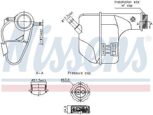Vase d'expansion, liquide de refroidissement (Réservoir liquide de refroidissement) NISSENS ref. 996355