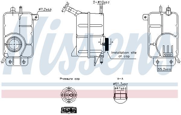 Vase d'expansion, liquide de refroidissement (Réservoir liquide de refroidissement) NISSENS ref. 996356