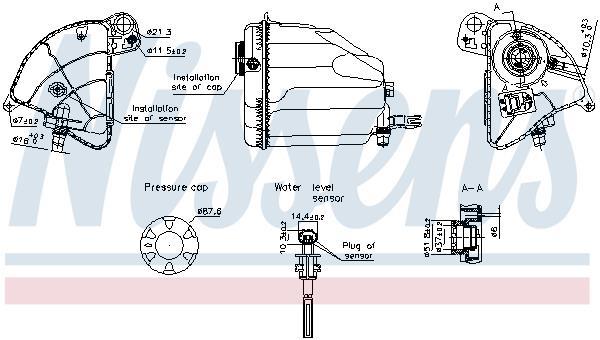 Vase d'expansion, liquide de refroidissement (Réservoir liquide de refroidissement) NISSENS ref. 996358