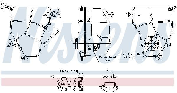 Vase d'expansion, liquide de refroidissement (Réservoir liquide de refroidissement) NISSENS ref. 996360