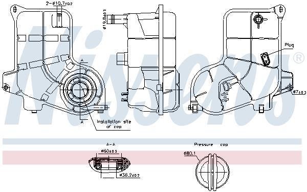 Vase d'expansion, liquide de refroidissement (Réservoir liquide de refroidissement) NISSENS ref. 996363