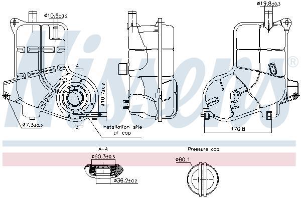 Vase d'expansion, liquide de refroidissement (Réservoir liquide de refroidissement) NISSENS ref. 996368