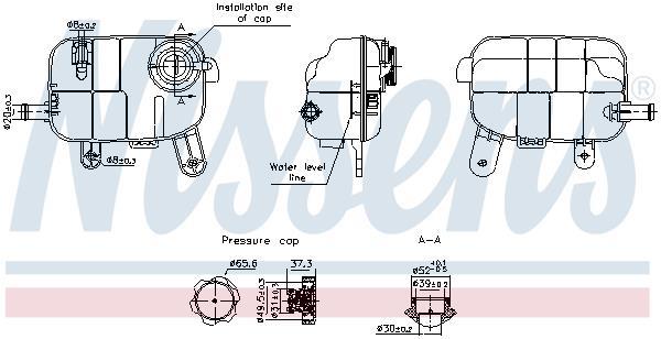 Vase d'expansion, liquide de refroidissement (Réservoir liquide de refroidissement) NISSENS ref. 996378
