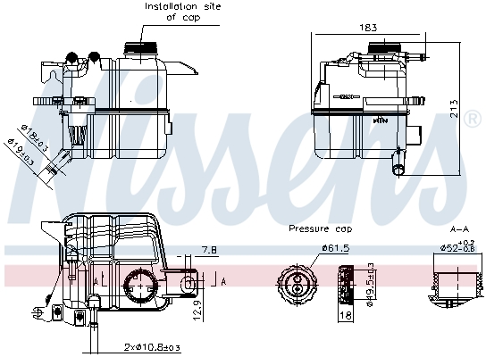 Vase d'expansion, liquide de refroidissement (Réservoir liquide de refroidissement) NISSENS ref. 996396