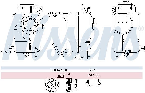 Vase d'expansion, liquide de refroidissement (Réservoir liquide de refroidissement) NISSENS ref. 996399