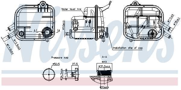 Vase d'expansion, liquide de refroidissement (Réservoir liquide de refroidissement) NISSENS ref. 996418