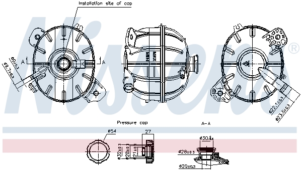Vase d'expansion, liquide de refroidissement (Réservoir liquide de refroidissement) NISSENS ref. 996420