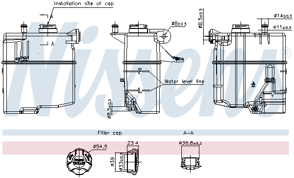 Vase d'expansion, liquide de refroidissement (Réservoir liquide de refroidissement) NISSENS ref. 996421