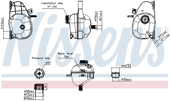 Vase d'expansion, liquide de refroidissement (Réservoir liquide de refroidissement) NISSENS ref. 996422