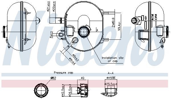 Vase d'expansion, liquide de refroidissement (Réservoir liquide de refroidissement) NISSENS ref. 996423