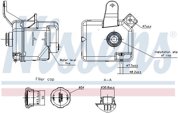 Vase d'expansion, liquide de refroidissement (Réservoir liquide de refroidissement) NISSENS ref. 996427