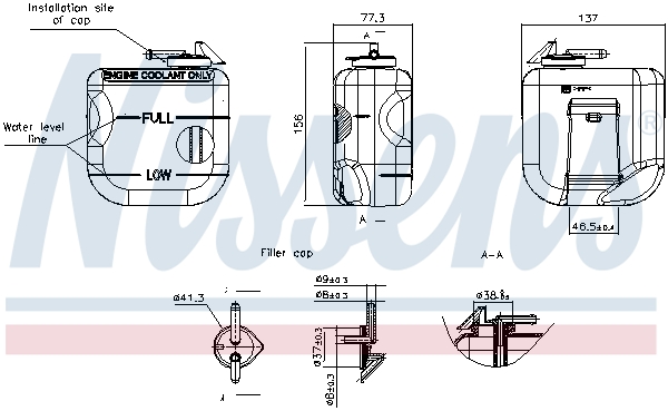 Vase d'expansion, liquide de refroidissement (Réservoir liquide de refroidissement) NISSENS ref. 996429