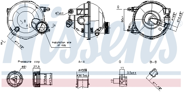 Vase d'expansion, liquide de refroidissement (Réservoir liquide de refroidissement) NISSENS ref. 996446