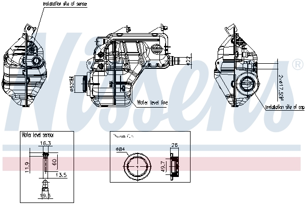 Vase d'expansion, liquide de refroidissement (Réservoir liquide de refroidissement) NISSENS ref. 996462
