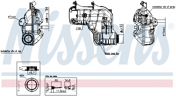 Vase d'expansion, liquide de refroidissement (Réservoir liquide de refroidissement) NISSENS ref. 996464