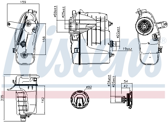Vase d'expansion, liquide de refroidissement (Réservoir liquide de refroidissement) NISSENS ref. 996465