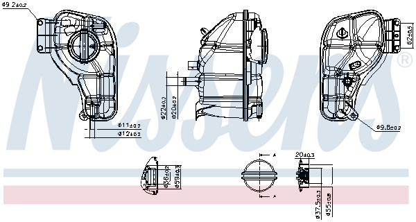 Vase d'expansion, liquide de refroidissement (Réservoir liquide de refroidissement) NISSENS ref. 996468