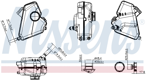 Vase d'expansion, liquide de refroidissement (Réservoir liquide de refroidissement) NISSENS ref. 996470