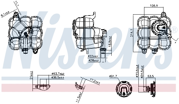 Vase d'expansion, liquide de refroidissement (Réservoir liquide de refroidissement) NISSENS ref. 996472