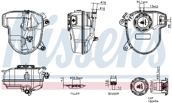 Vase d'expansion, liquide de refroidissement (Réservoir liquide de refroidissement) NISSENS ref. 996475