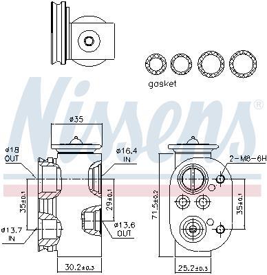 Válvula de expansión, aire acondicionado NISSENS ref. 999229