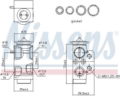Válvula de expansión, aire acondicionado NISSENS ref. 999317