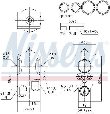Válvula de expansión, aire acondicionado NISSENS ref. 999377