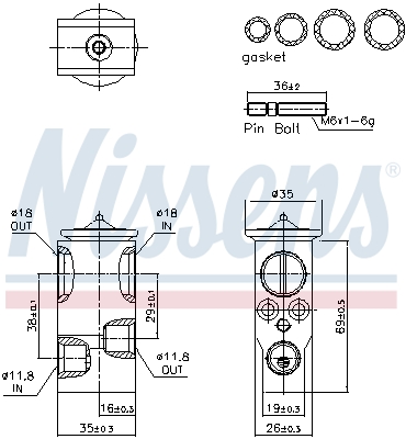 Válvula de expansión, aire acondicionado NISSENS ref. 999437