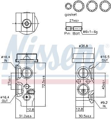 Válvula de expansión, aire acondicionado NISSENS ref. 999544