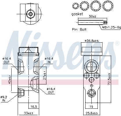 Válvula de expansión, aire acondicionado NISSENS ref. 999553