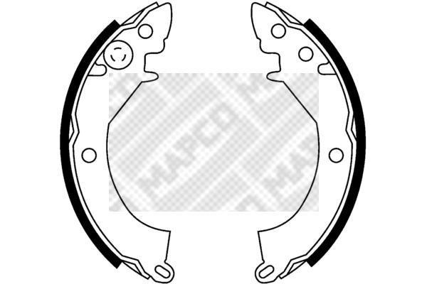 Jeu de 4 mâchoires de frein (Garniture de frein à tambour) MAPCO 8553