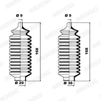 Jeu de joints-soufflets, direction MOOG ref. K150053