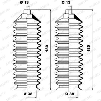 Juego de fuelles, dirección MOOG ref. K150176