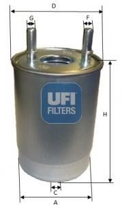 Filtre à carburant (Filtre à gasoil) UFI Filters ref. 24.108.00