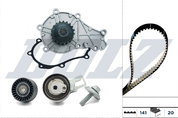 Pompe à eau + kit de courroie de distribution (Kit courroie de distribution) DOLZ ref. KD169