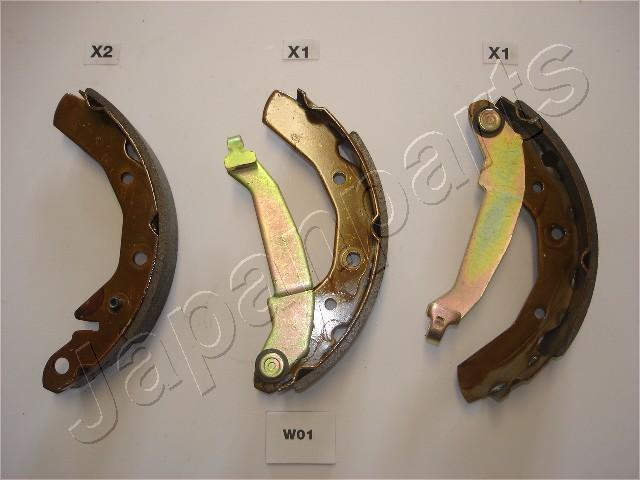 Jeu de 4 mâchoires de frein (Garniture de frein à tambour) JAPANPARTS ref. GF-W01AF