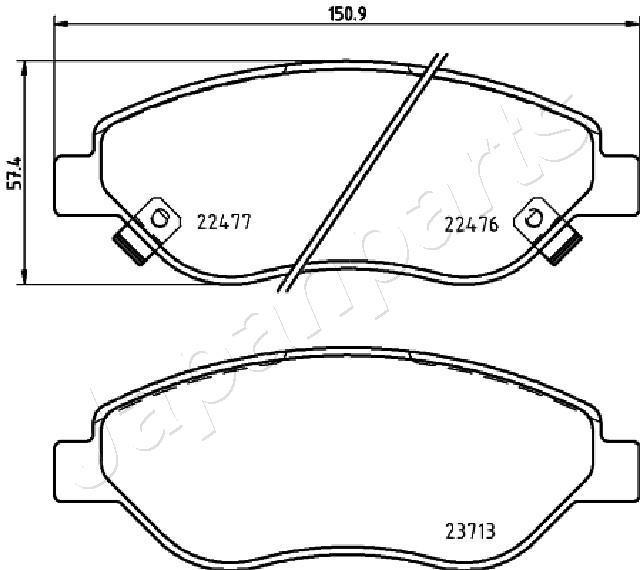 Jeu de 4 plaquettes de frein JAPANPARTS PA-0244AF