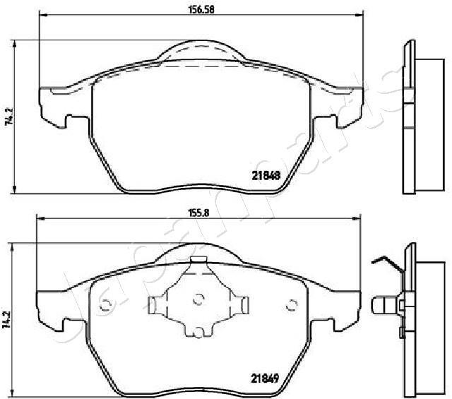 Jeu de 4 plaquettes de frein JAPANPARTS PA-0312AF