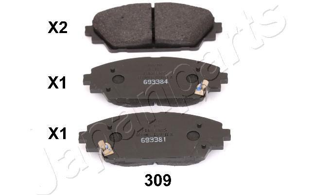 Jeu de 4 plaquettes de frein JAPANPARTS PA-309AF