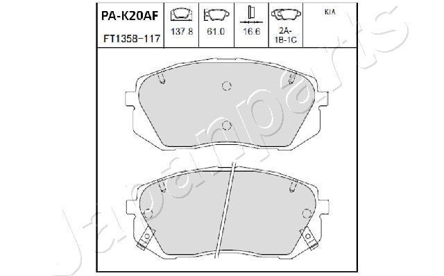 Jeu de 4 plaquettes de frein JAPANPARTS PA-K20AF