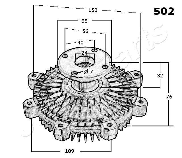 Embrayage, ventilateur de radiateur (Embrayage ventilateur moteur) JAPANPARTS VC-502