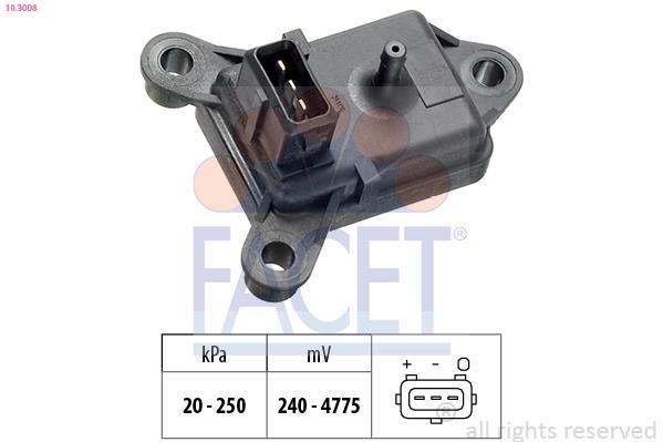 Sensor de pressão de admissão FACET 10.3008