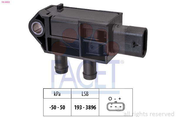 Sensor de pressão de gas de escape FACET 10.3432