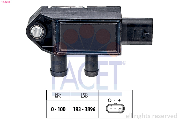 Sensor de pressão de gas de escape FACET 10.3433